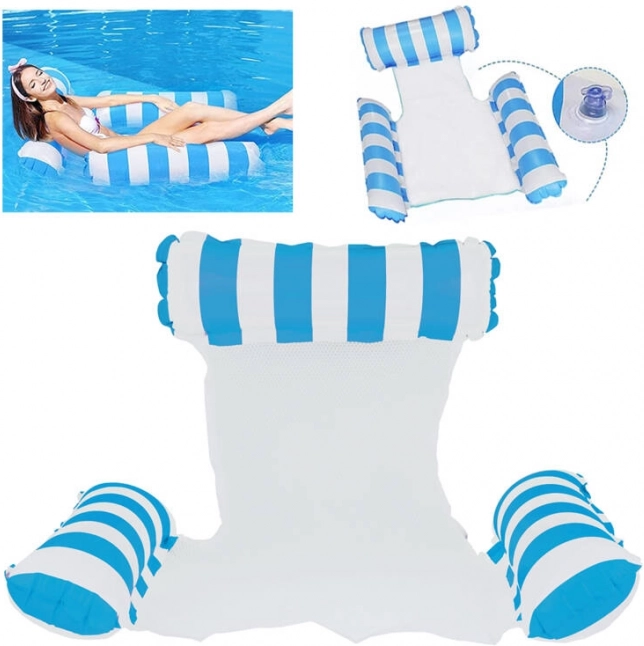 Pohodlné nafukovacie ležadlo do vody s opierkou hlavy a rúk