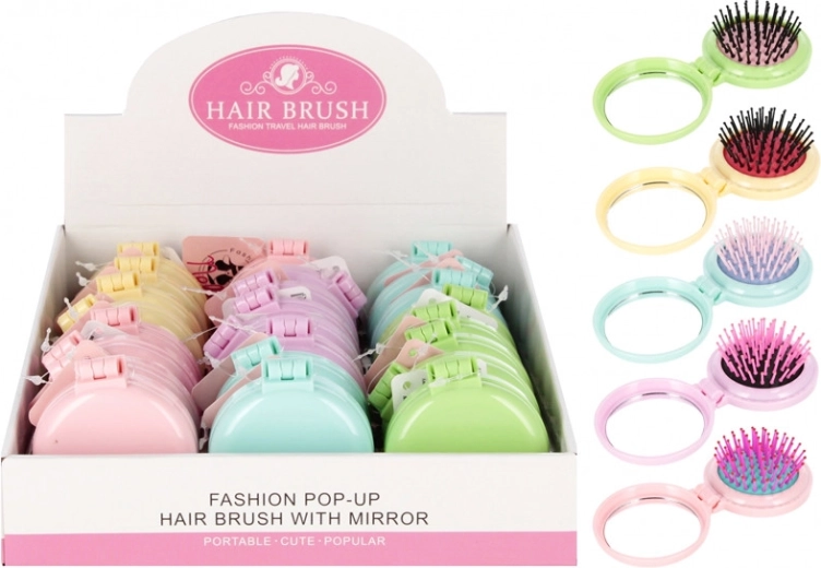 Skladací vreckový kefák so zrkadielkom 2 v 1