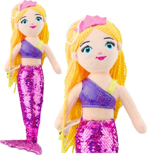 Plyšová morská panna s flitrovým chvostom fialová 48 cm