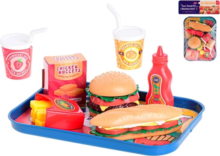 Detský fastfoodový set s podnosom, 26 ks