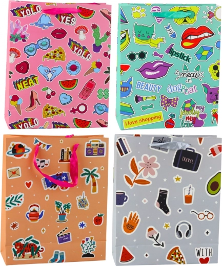 Darčeková taška s farebnými samolepkami 32 × 26 × 12 cm