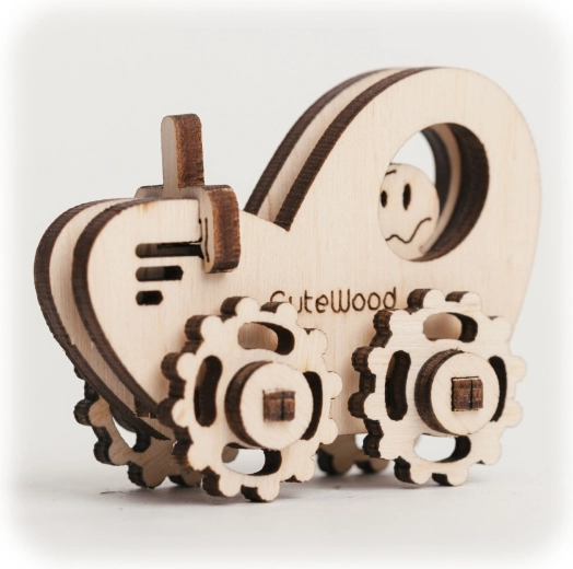 CuteWood drevené 3D puzzle traktor