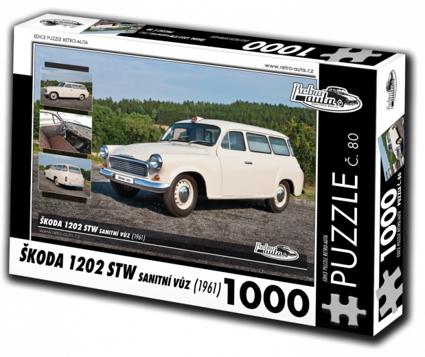 Puzzle retro-autá Škoda 1202 STW sanitné vozidlo 1000 dielikov