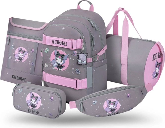 Školský set 5 dielov Baagl Skate Kuromi Grey
