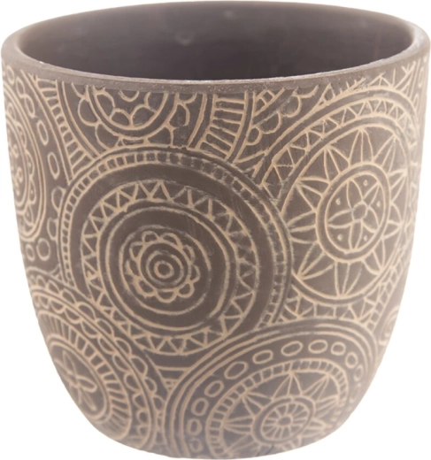 Keramický kvetináč mandala béžový 12 × 12 × 11 cm