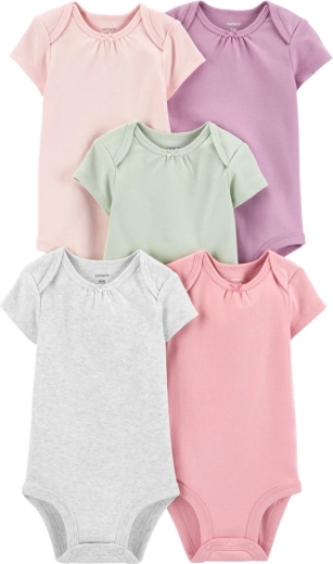 Dievčenské body Carter's s krátkym rukávom monochromatic, 5 ks, veľkosť 56 (NB)