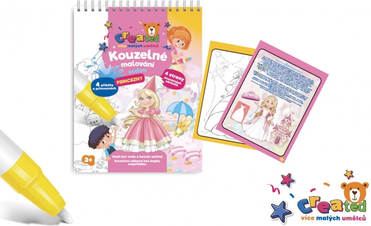 Kúzelné maľovanie vodou – blok, 4 listy – Princezné