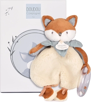 Doudou darčeková sada plyšová líška Timo s hrkálkou 18 cm