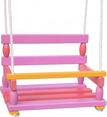 Drevená hojdačka pre deti 40 × 30 cm, nosnosť 80 kg – Ružová