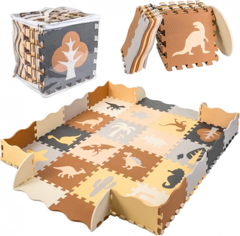Penená detská podložka puzzle dinosaury 143 × 143 cm, 36 dielov