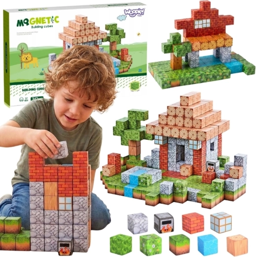Magnetické stavebnicové kocky Woopie World of Blocks, 108 dielikov