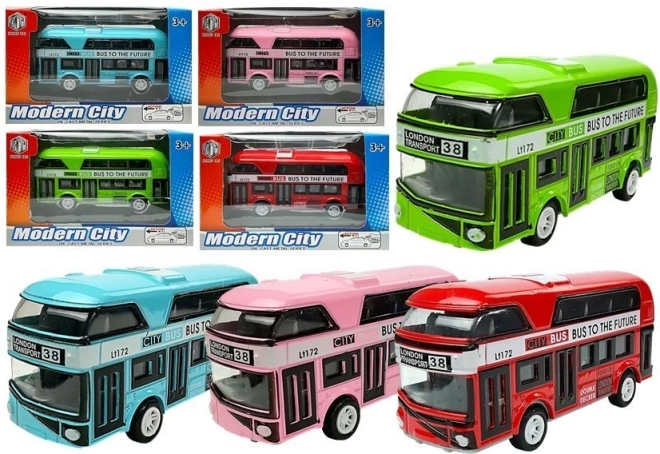 Poschodový autobus s naťahovacím pohonom – kovový model v 4 farbách