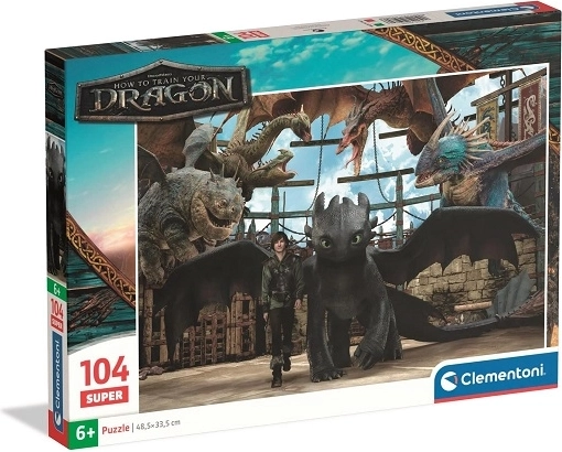 Clementoni SuperColor puzzle Ako si vycvičiť draka 104 dielikov