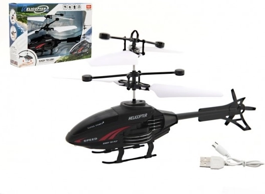 RC vrtuľník s ovládaním pohybom ruky a USB nabíjaním, 16 cm