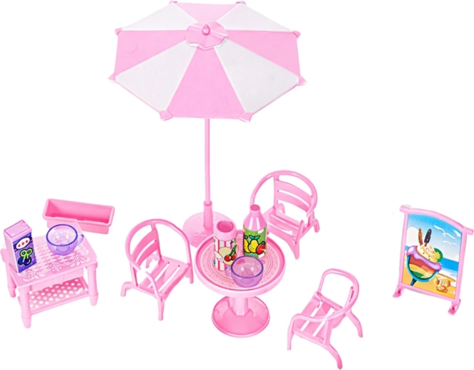 Vonkajšie posedenie so slnečníkom