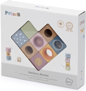Viga Toys PolarB drevené senzorické kocky s efektmi – 8 ks