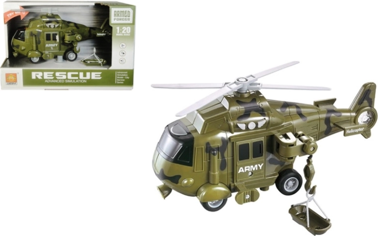 Vojenská helikoptéra so svetlom a zvukom