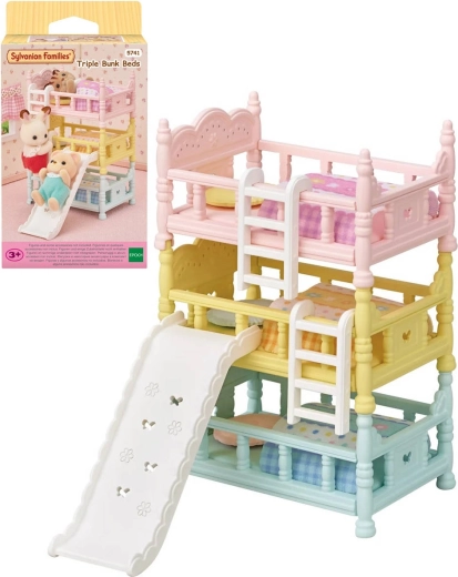 Sylvanian Families trojposchodová posteľ so šmykľavkou – 3 ks