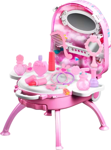 Kufrík na kolieskach, ktorý sa premení na toaletný stolík