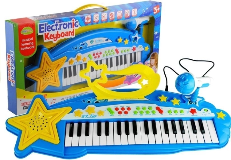 Detský keyboard 37 kláves s MP3 a mikrofónom – modrý
