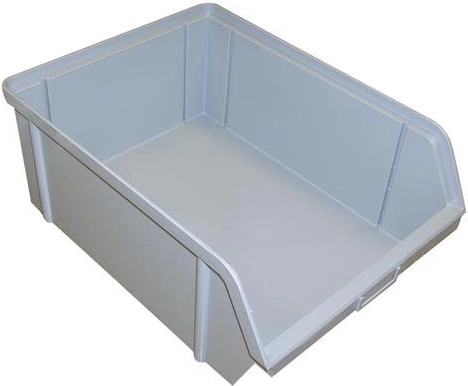 Ukladacia prepravka so skoseným čelom 300 × 200 × 142 mm, 20 kg, sivá