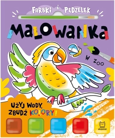 Vodové omaľovánky so štetcom a farbami v zoo