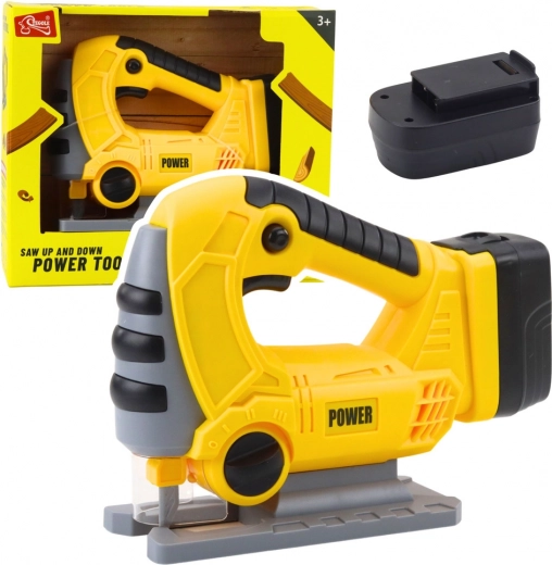 Detská akumulátorová priamočiara píla so svetlami a zvukmi – žltá