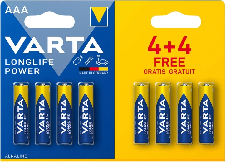 Alkalické batérie AAA LR03 1,5 V Longlife Power VARTA (8 ks)