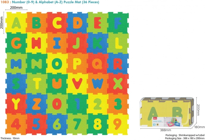 Peníkové podlahové puzzle 36 ks s číslami a písmenami z EVA pre deti 10m+