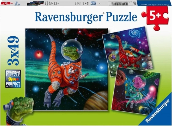 Puzzle RAVENSBURGER dinosauri vo vesmíre 3×49 dielikov
