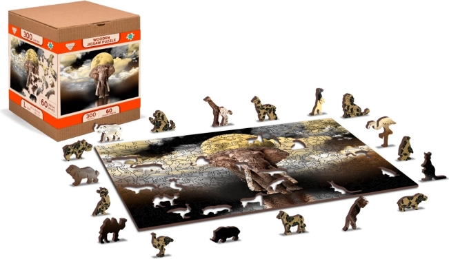 Drevené puzzle Slonie sny 2v1