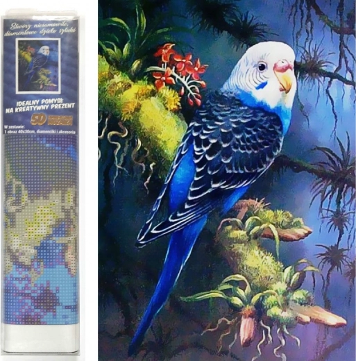 Diamantové maľovanie Modrá andulka 30 × 40 cm