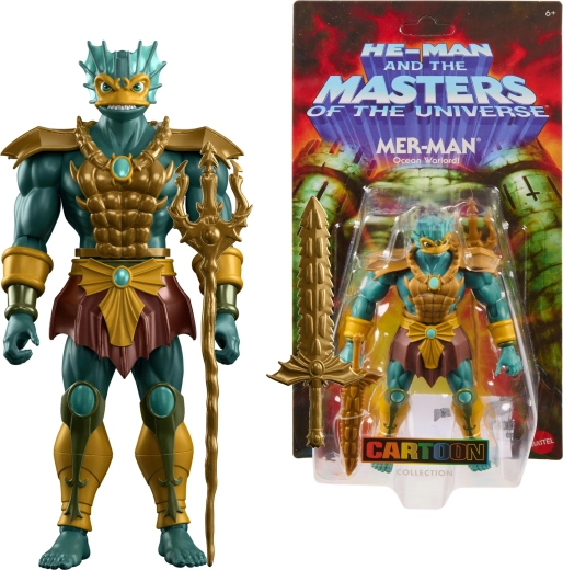 Mattel Masters of the Universe Origins Cartoon Collection 200X figúrka Tryton (Mer-Man) 15 cm s príslušenstvom