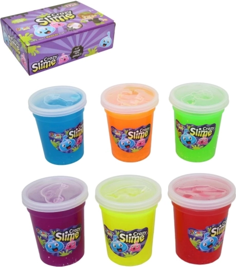 Crazy Slime – sada 12 farebných kelímkov v stojane, 7 cm