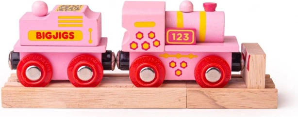 Ružová mašinka s tendrom BIGJIGS Rail