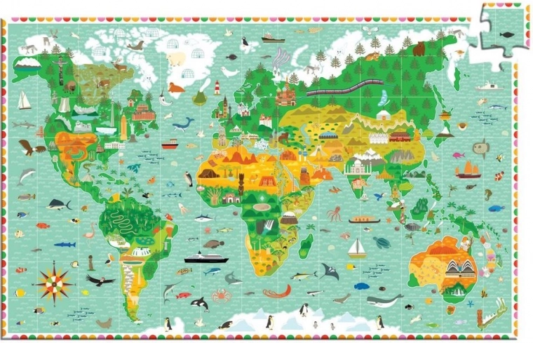 DJECO Pozorovacie puzzle: okolo sveta 200 dielikov