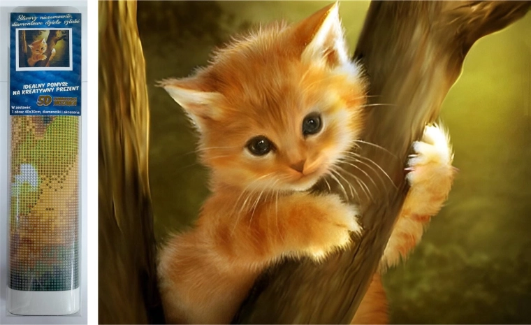 Diamantová maľba - Mačiatko na strome 30x40 cm