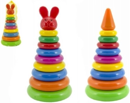 Skladacia pyramída s krúžkami pre deti, plast 28 cm