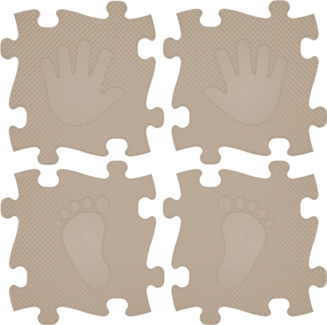 Ortopedická puzzle podložka pre deti - Ručičky a nožičky 16 ks - Béžová