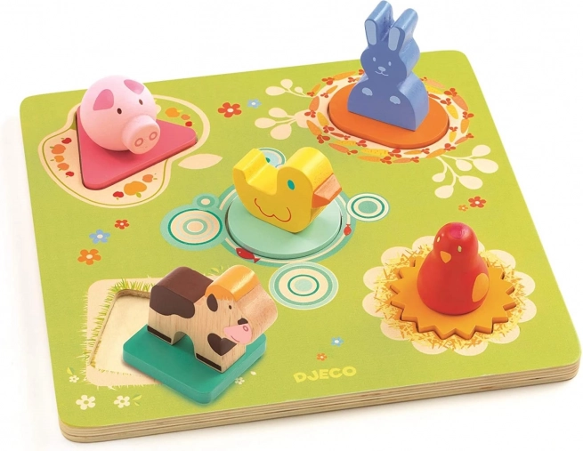 Djeco na farme – drevené vkladacie puzzle pre najmenších