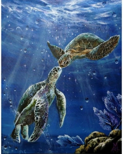 Diamantové vyšívanie (diamond painting) morské korytnačky 30 × 40 cm