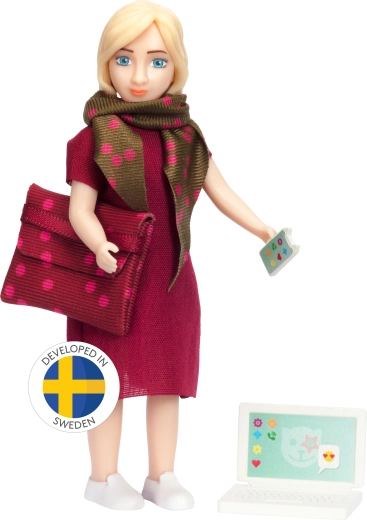 Lundby bábika mamička – businesswoman s notebookom a telefónom
