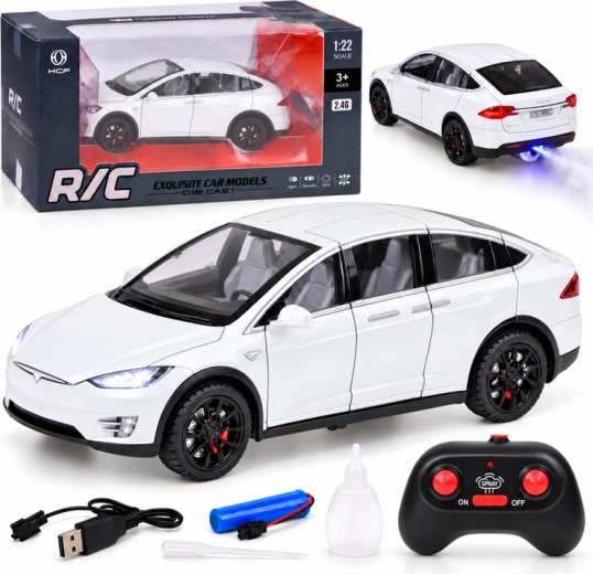 Tesla Model X RC auto na diaľkové ovládanie 1:22 s LED osvetlením a efektom dymu