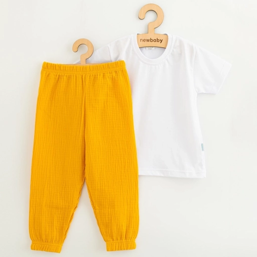 Detská bavlnená súprava trička a mušelínových nohavíc New Baby Kindergarten toffee 122 (6–7 rokov)