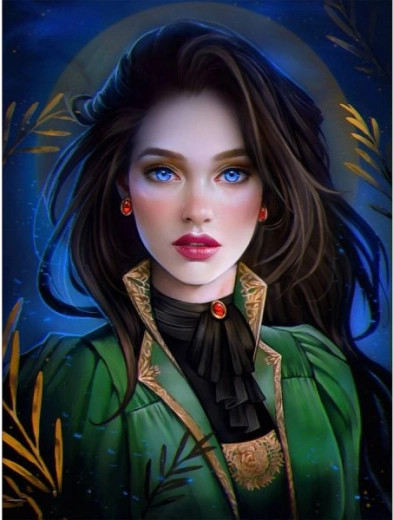 Diamantové vyšívanie (diamond painting) modrooké dievča 30 × 40 cm - 1 kus