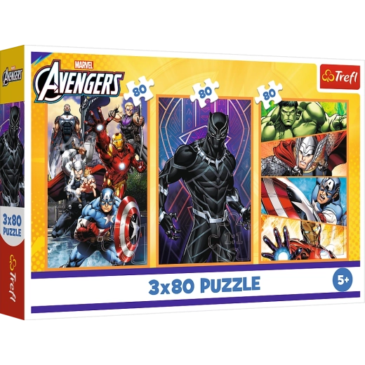 Puzzle 3x80 Akčné Dni - Disney Marvel Avengers
