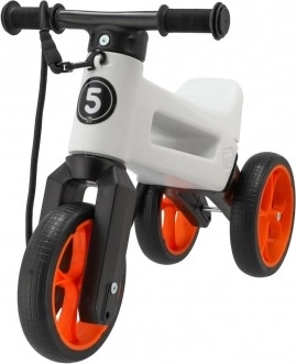 Odrážadlo Funny Wheels Rider SuperSport 2v1 s popruhom – Bielo‑oranžová