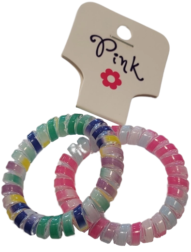Špirálové gumičky do vlasov PINK, farebné, 2 ks