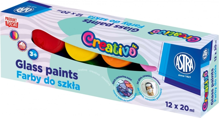 ASTRA CREATIVO farby na sklo 12×20 ml