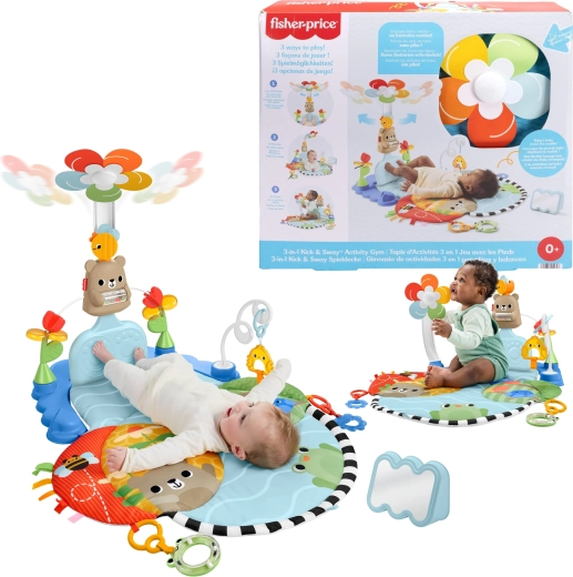 Fisher-Price edukačná senzorická hracia deka 3v1 Kopni a roztoč